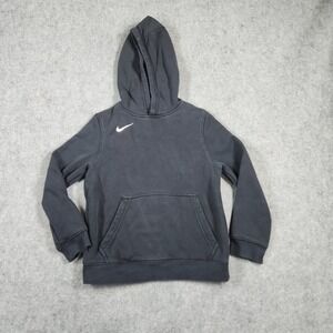 Nike Hoodie Kids Small Black Pullover Fleece Swoosh Logo